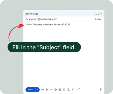 Screenshot showing subject line field